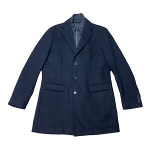 Dylan Gray Mens Overcoat Blue Button Lined Notch Lapel Bib Trim Pockets‎ XL New